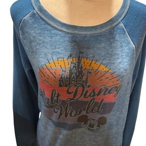 Disney Parks Walt Disney World Sweatshirt Mickey Mouse 1971 Blue Raglan M